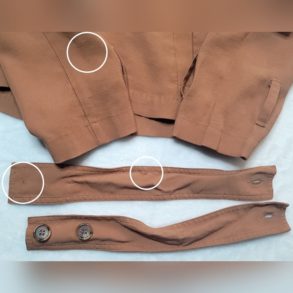Anthropologie X Sanctuary Cropped Trench Coat Sz XXS Tan Slant Pockets Buttons - Picture 12 of 16